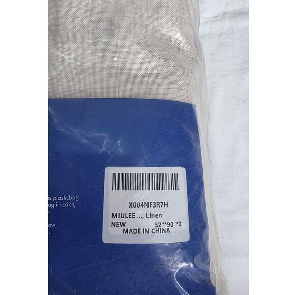 Natural White Non-See-Through Privacy Linen Look Curtains 2 Panels 52" x 90" - Picture 4 of 7